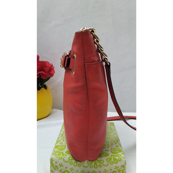 Michael Kors Hamilton Red Leather Zipper Closure Crossbody Bag - Picture 3 of 16